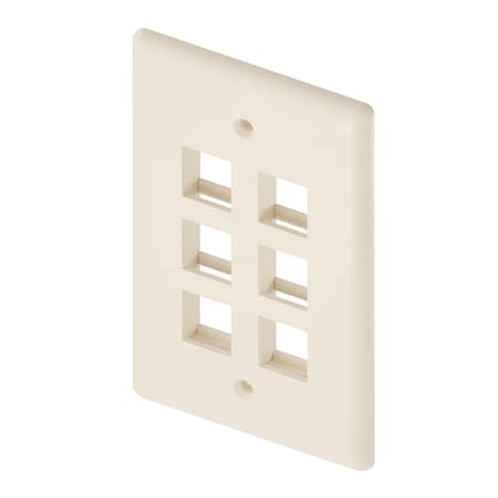 Unc Group 6Port Wall Plate, Single Gang, Ivory WP-6P-IVY